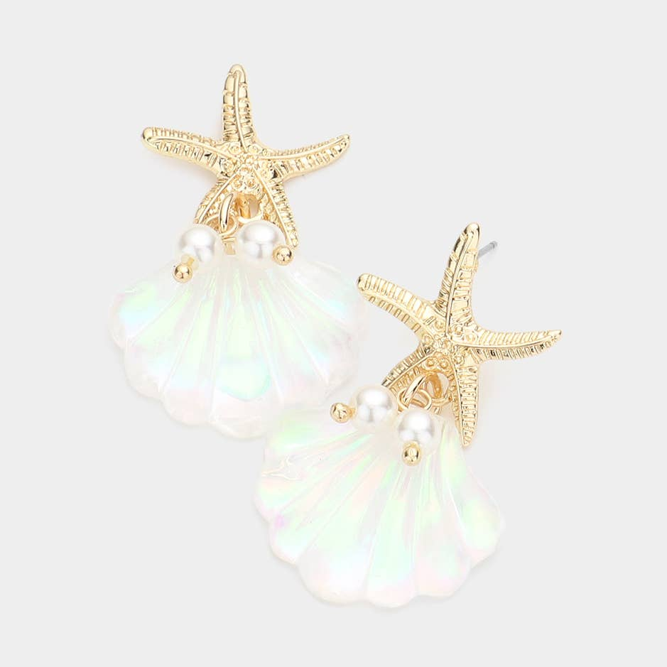 Starfish Pearl Drop Earrings