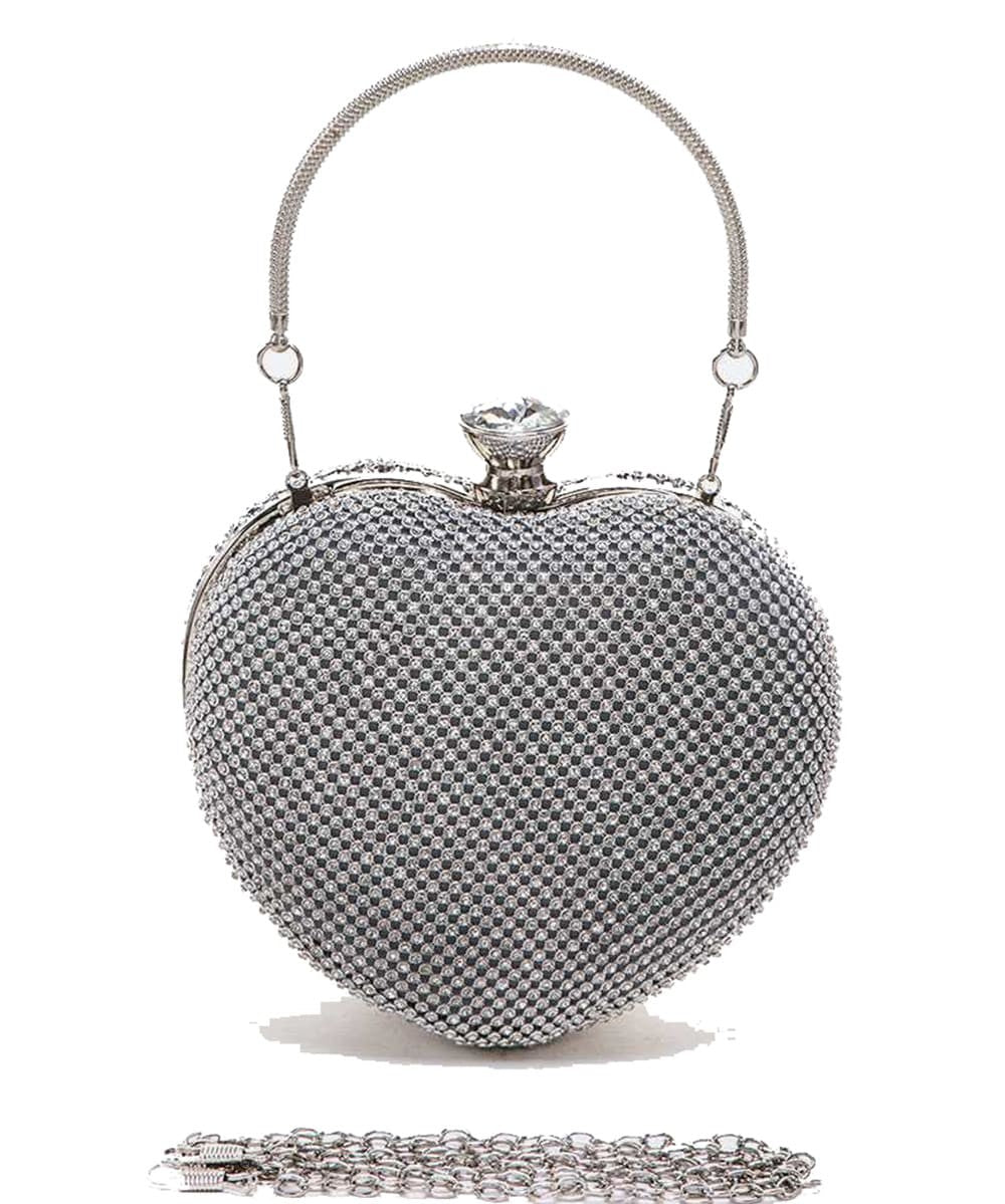 Rhinestone Heart Clutch