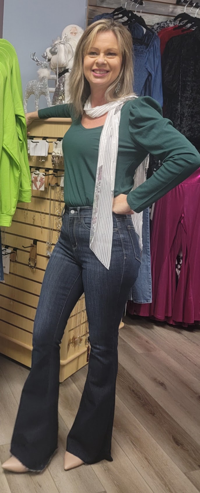 Super Dark High Rise Raw Hem Flare