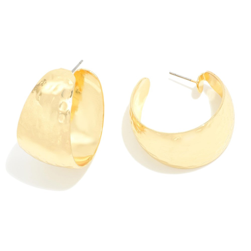 Chunky Hammered Flat Hoops
