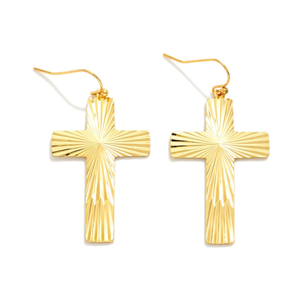 Ribbed Cross Earrings