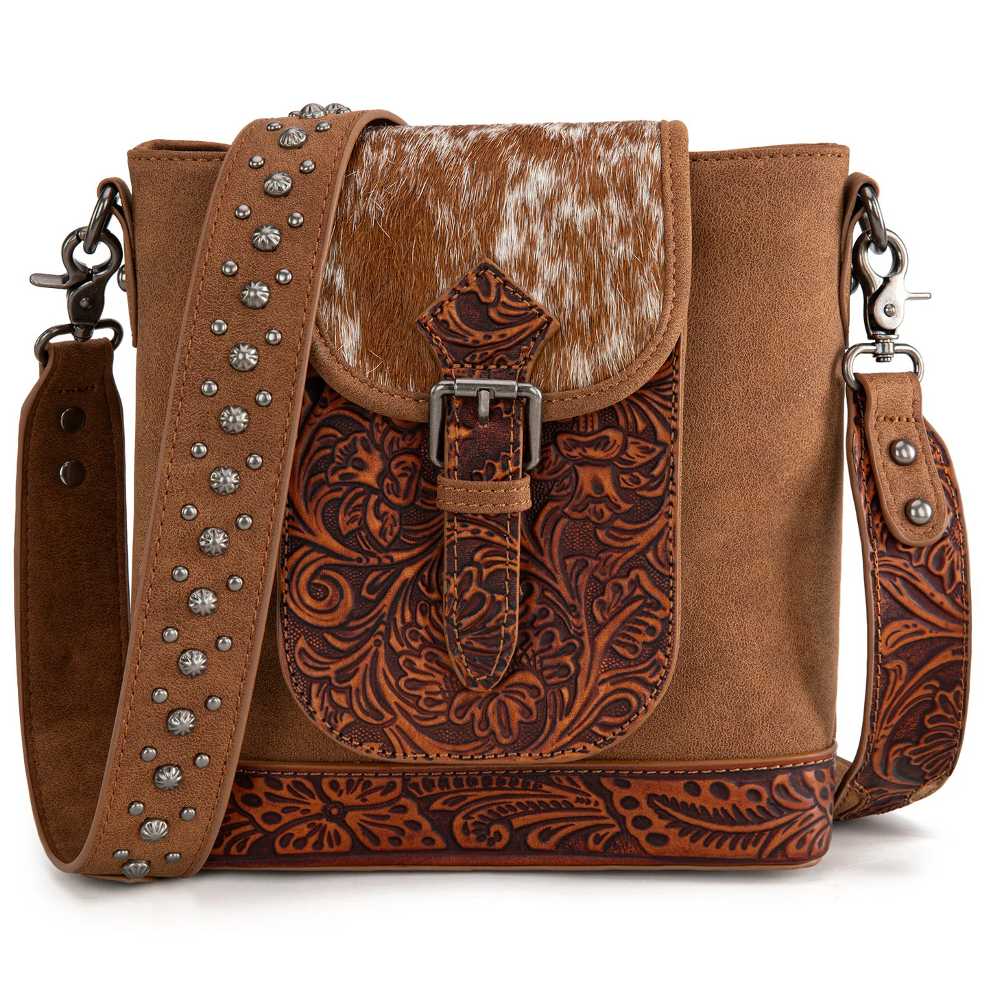 Hair-On Hide Tooled Concealed Carry Crossbody