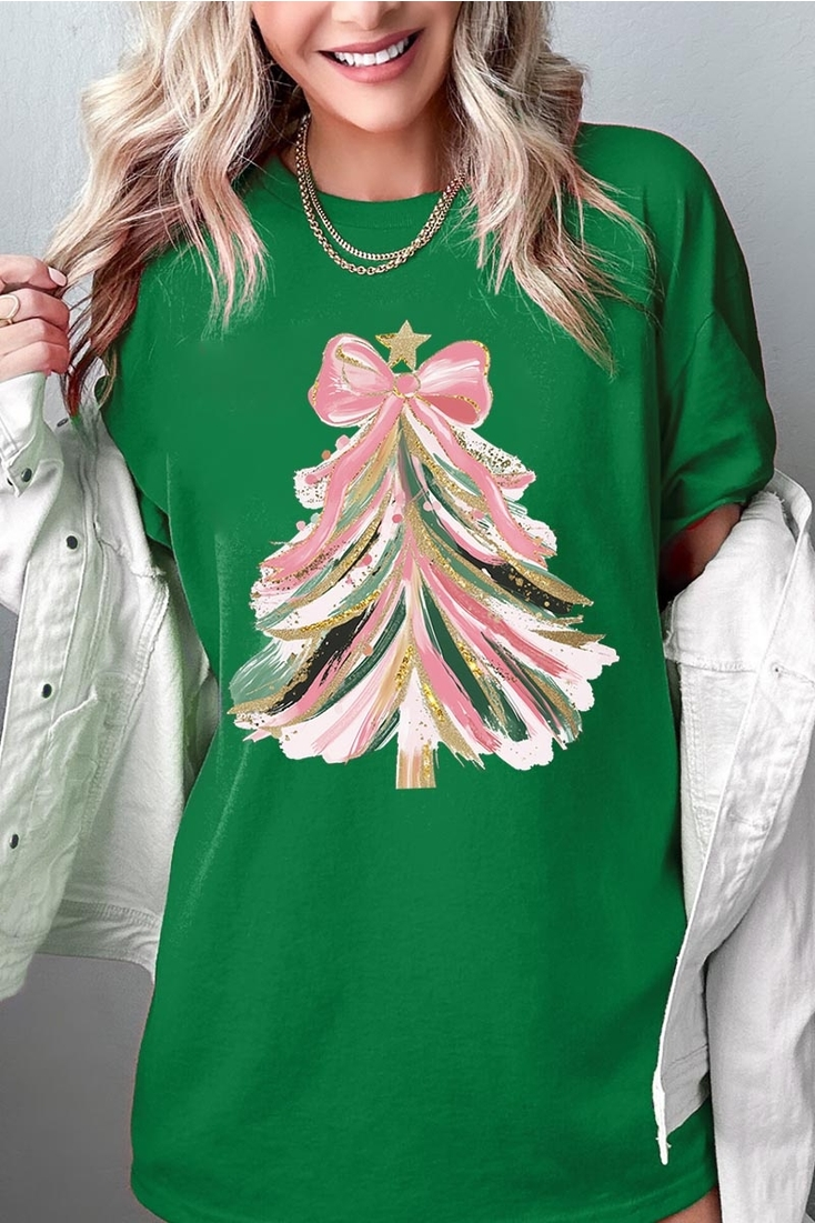 Glitter Bow Tree Tee