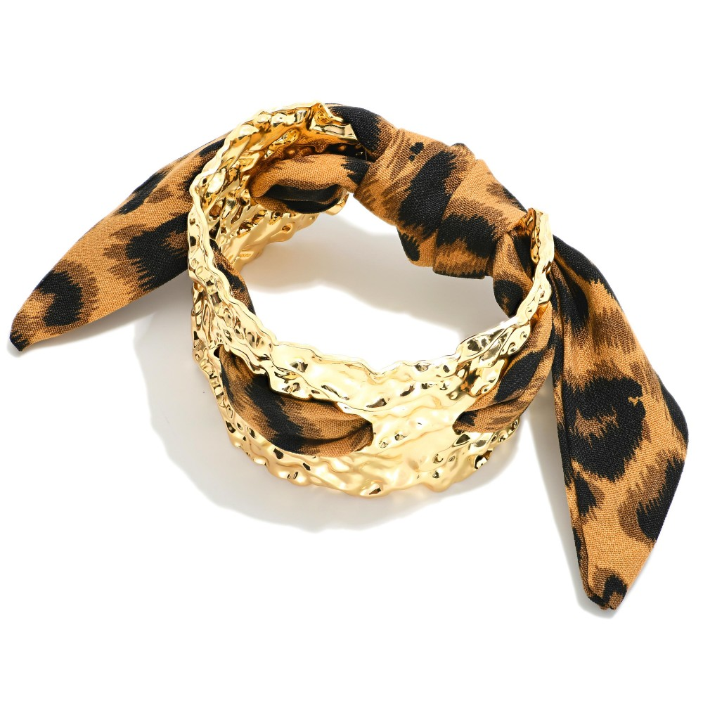 Threaded Leopard Cuff Bracelet