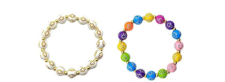 Engraved Cross Bead Bracelet