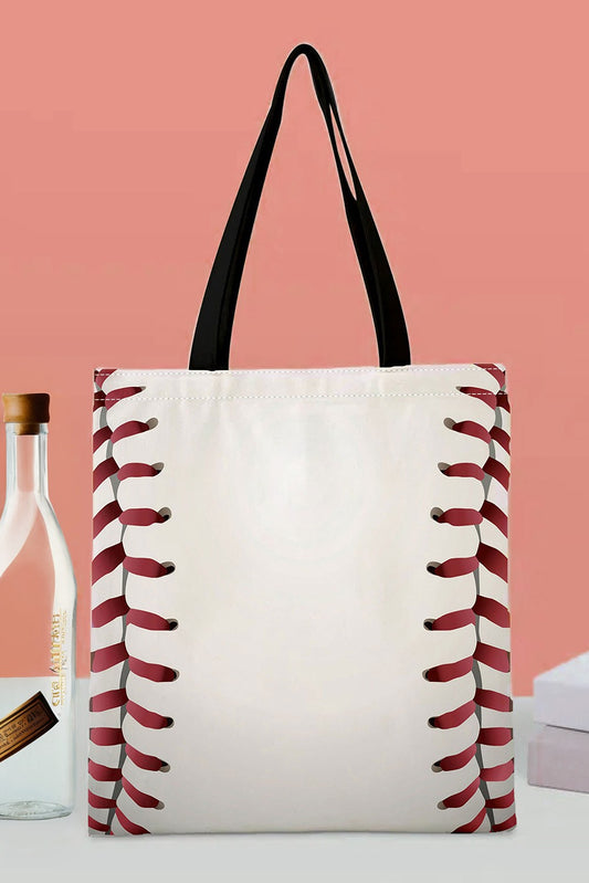 Baseball Print Canvas Tote Bag