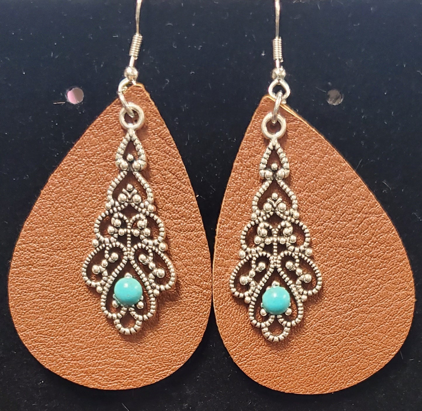 Western Teardrop Leather Earrings