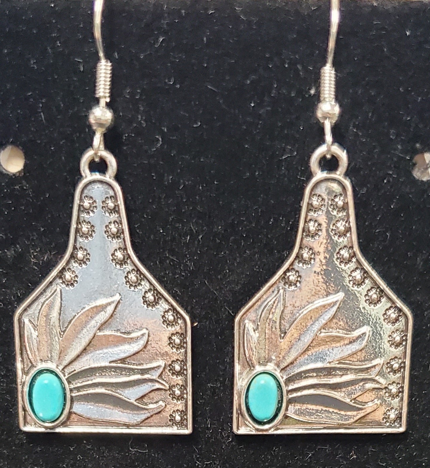 Western Metal Cow Tag Earrings