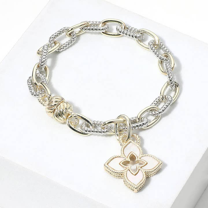 Mother of Pearl Clover Charm Bracelet