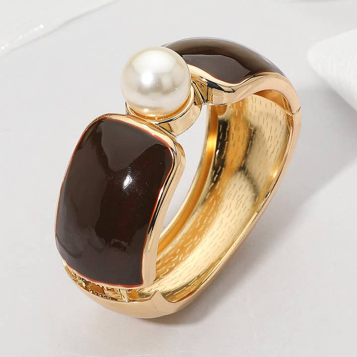 Pearl Accent Hinged Bracelet