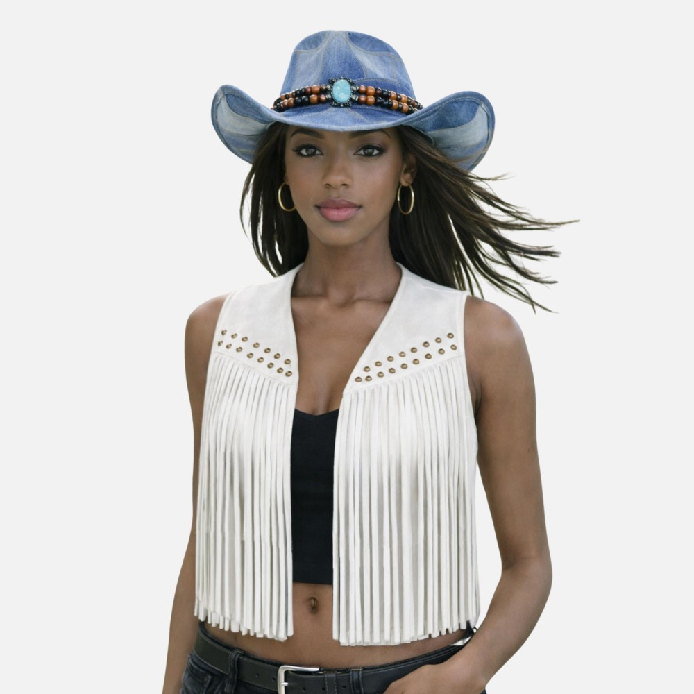 Faux Suede Cropped Fringe Vest
