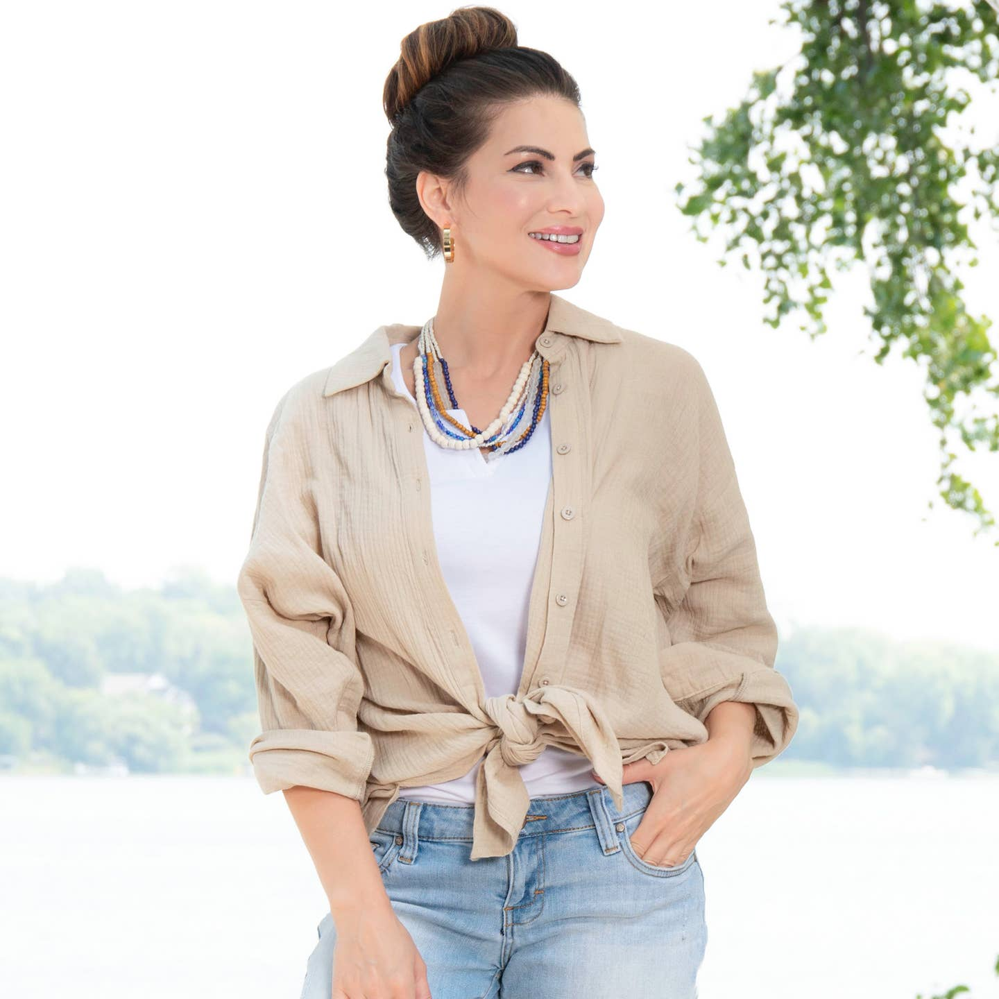 Aaliyah Gauze Long Sleeve Top