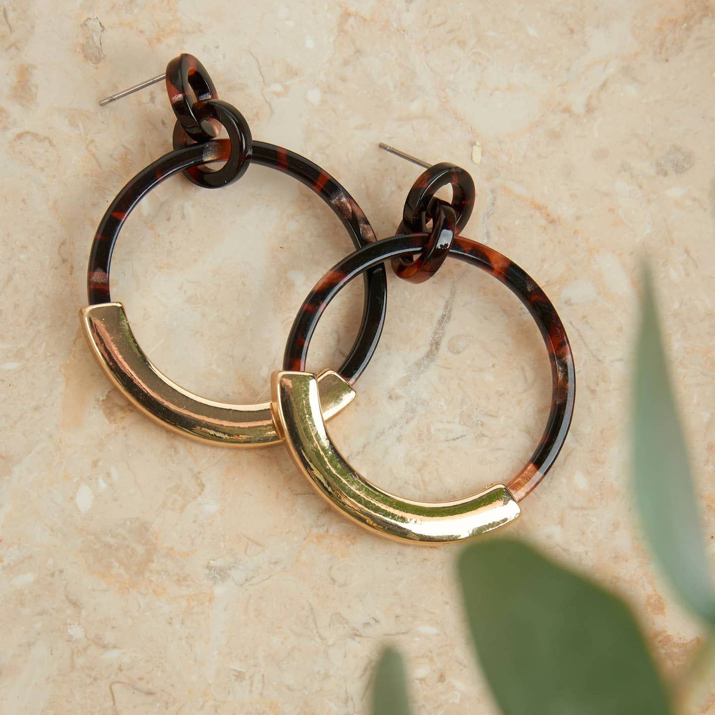 Tortoiseshell Acrylic Hoop Earrings