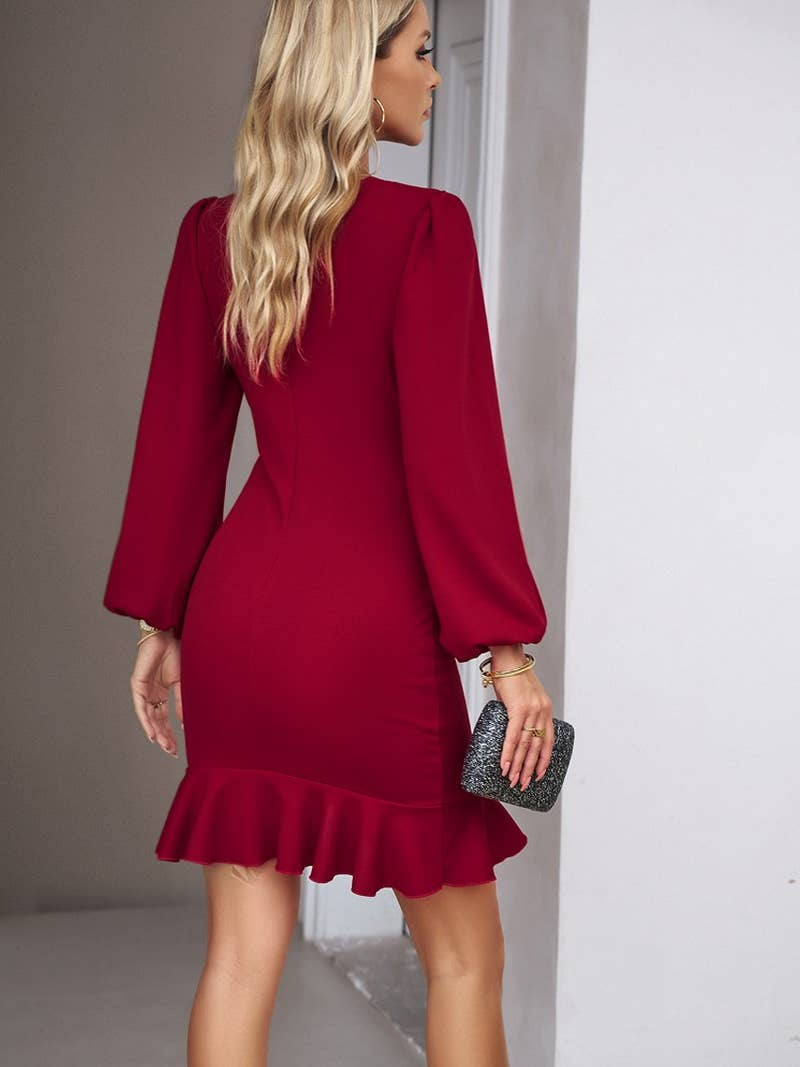 Burgundy & Me Ruffle Dress