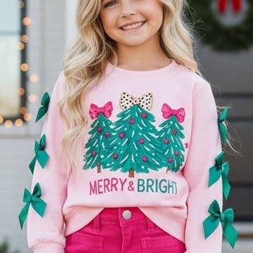 Merry & Bright Bow Sleeve Sweatshirt