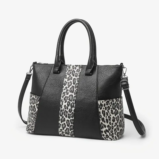 Leopard Color Block Handbag