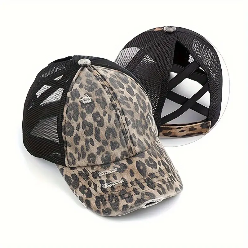 Leopard Messy Bun Ball Cap