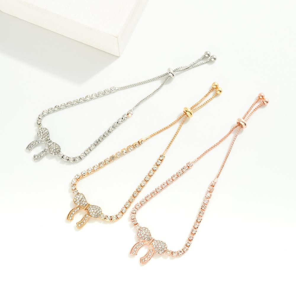 Rhinestone Studded Bow Earrings