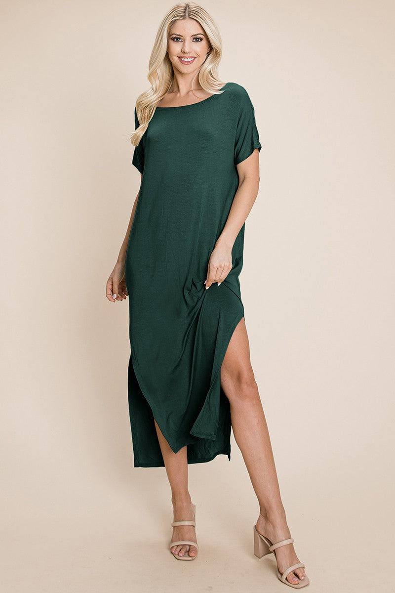 Side Split Maxi Tee Dress Burgundy / Medium 8-10 Side Split Maxi Tee Dress Burgundy / Medium 8-10