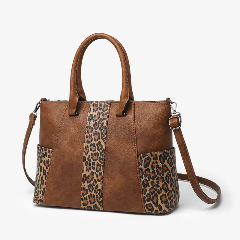 Leopard Color Block Handbag