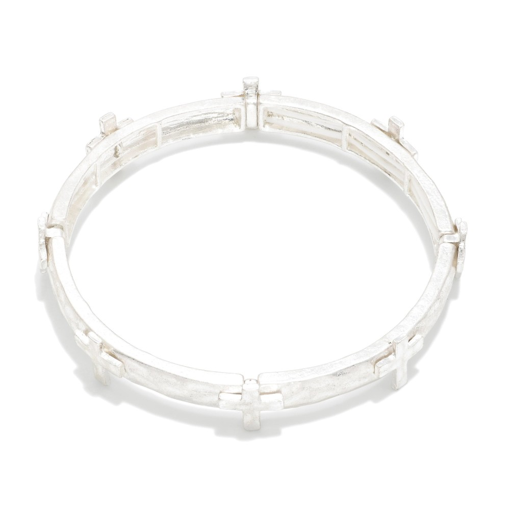 Hammered Cross Stretch Bracelet