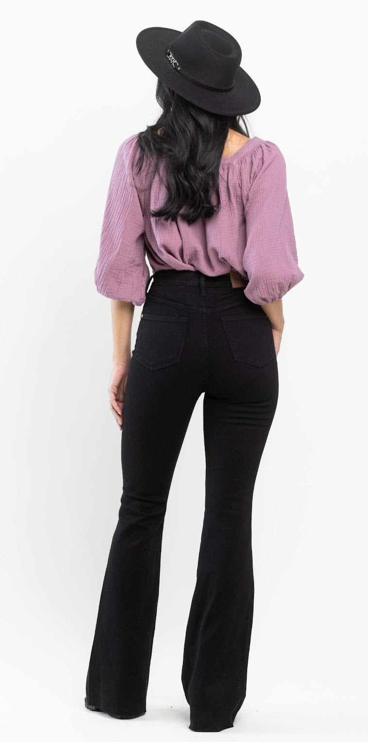 Tummy Control Raw Hem Flare 88699