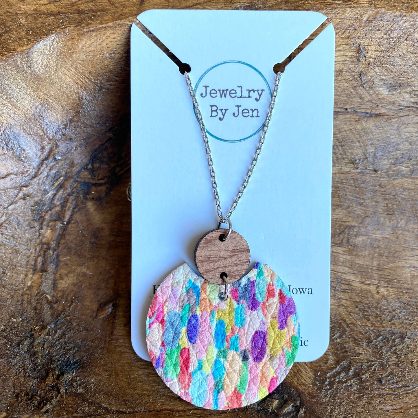 Confetti Splash & Wood Necklace
