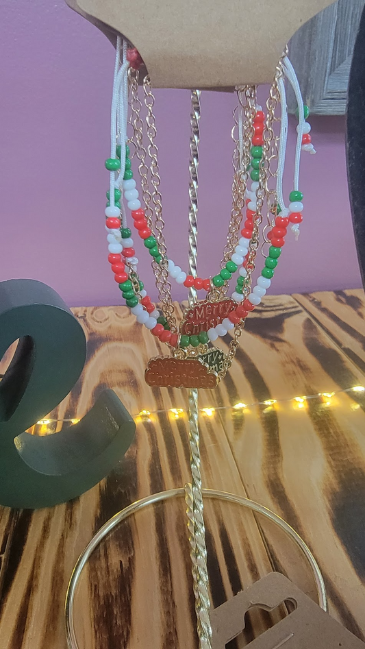Beaded Christmas Bracelet Set