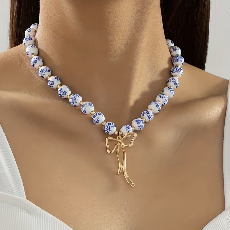 Porcelain Bead Bow Charm