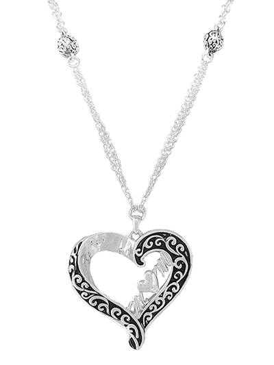 Mom Filigree Heart Necklace