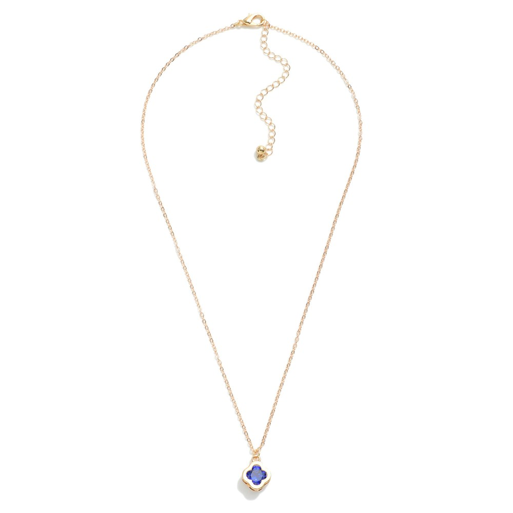 CZ Blue Clover Necklace