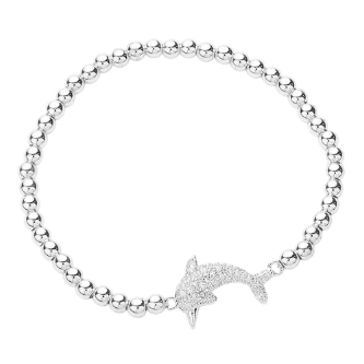 CZ Dolphin Stainless Steel Bracelet
