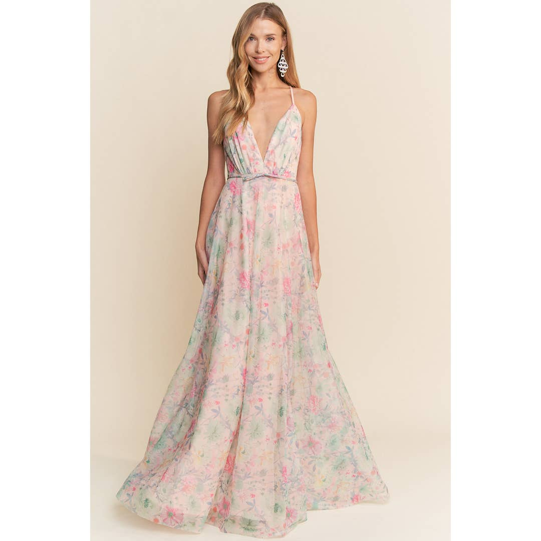 Floral Chiffon Gown