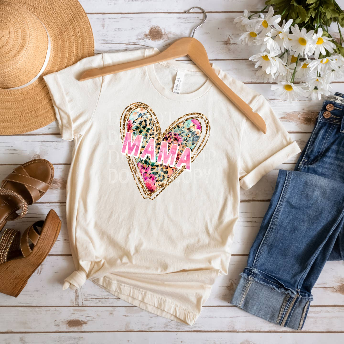 Mama Leopard Heart Tee