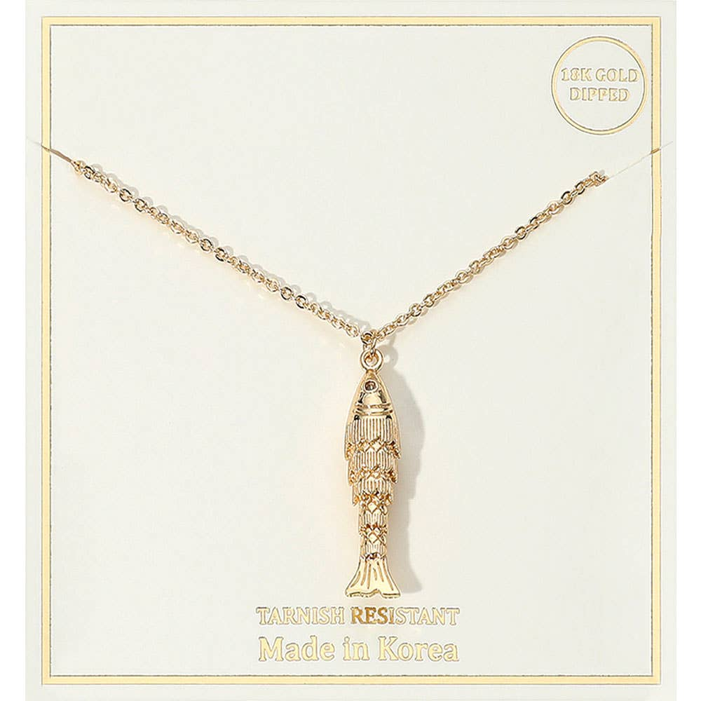18K Gold Dipped Fish Necklace