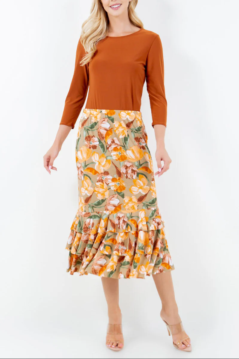 Ruffled In Flowers Skirt