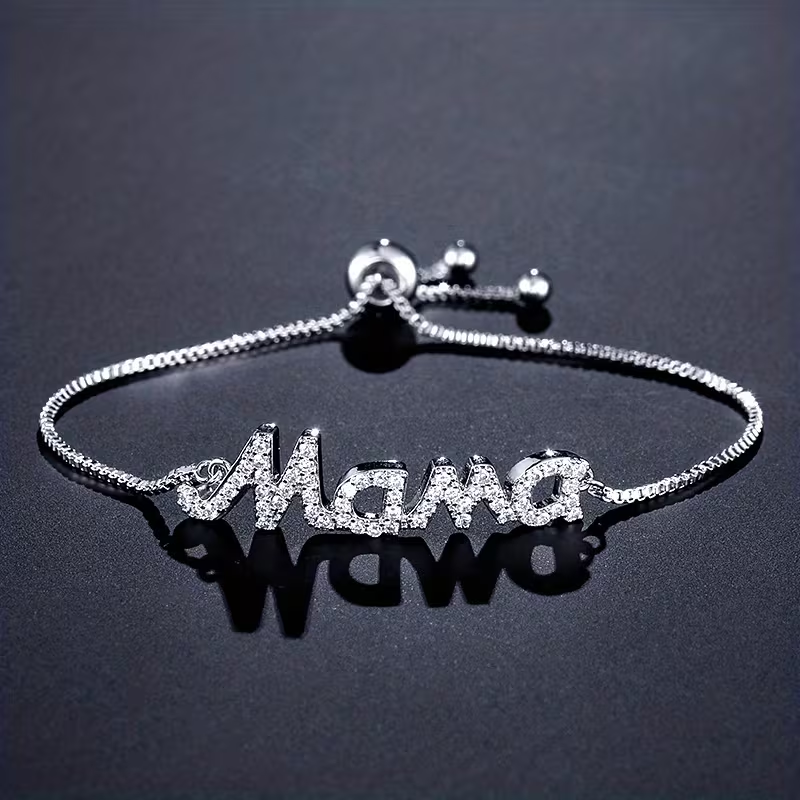 Mama Rhinestone Adjustable Bracelet