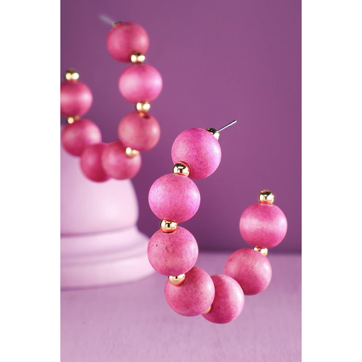 Beaded Open Hoop Earrings