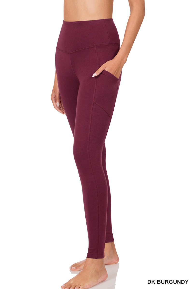 Wide Band Cotton Leggings W/Pockets - Lady Dorothy Boutique