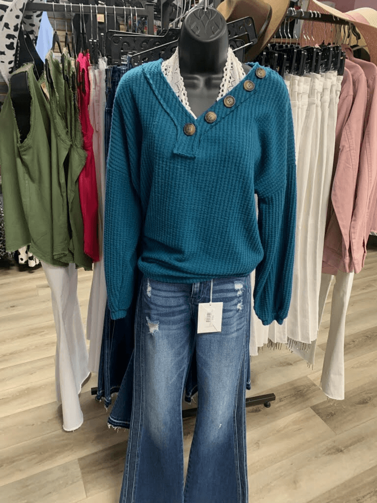 Fallin' Leaves Waffle Sweater - Lady Dorothy Boutique