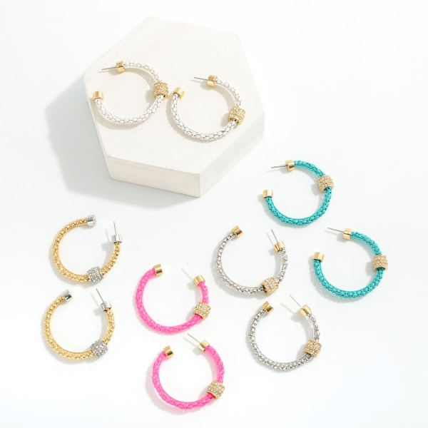 Rhinestone Cuff Hoop Earrings - Lady Dorothy Boutique