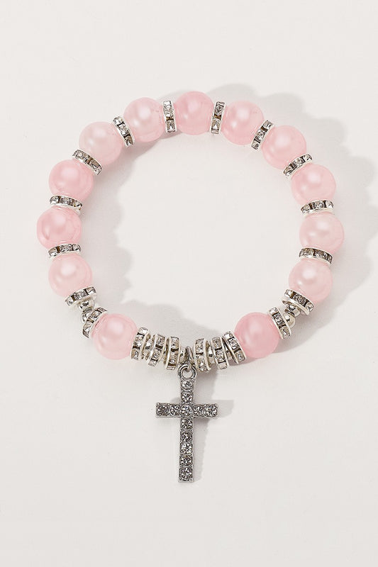 Rhinestone Cross Beaded Bracelet