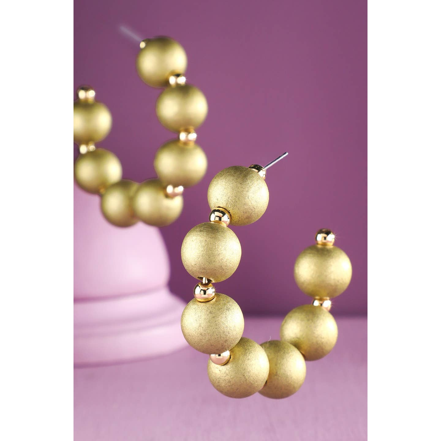Beaded Open Hoop Earrings