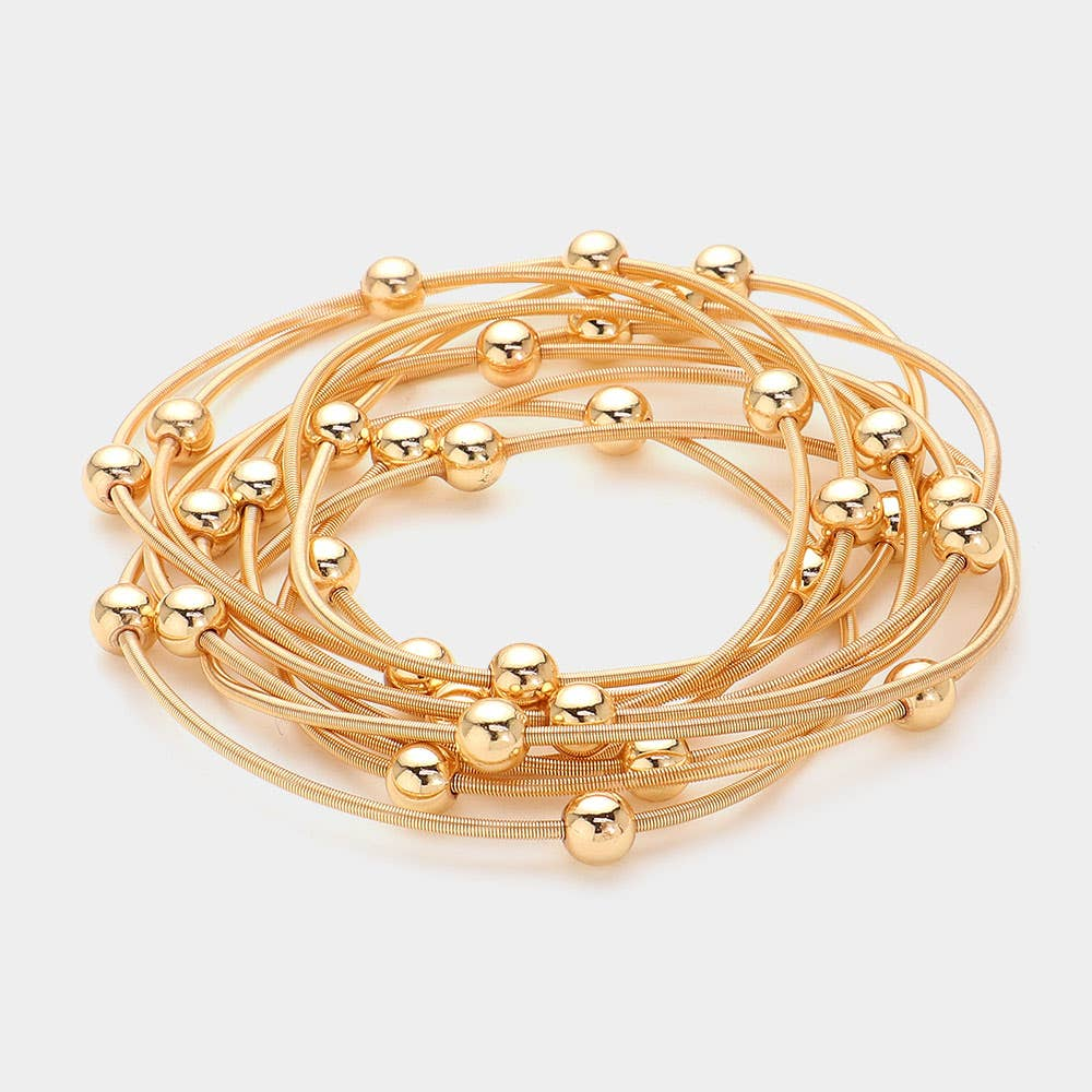 Layered Metal Ball Bracelet Set