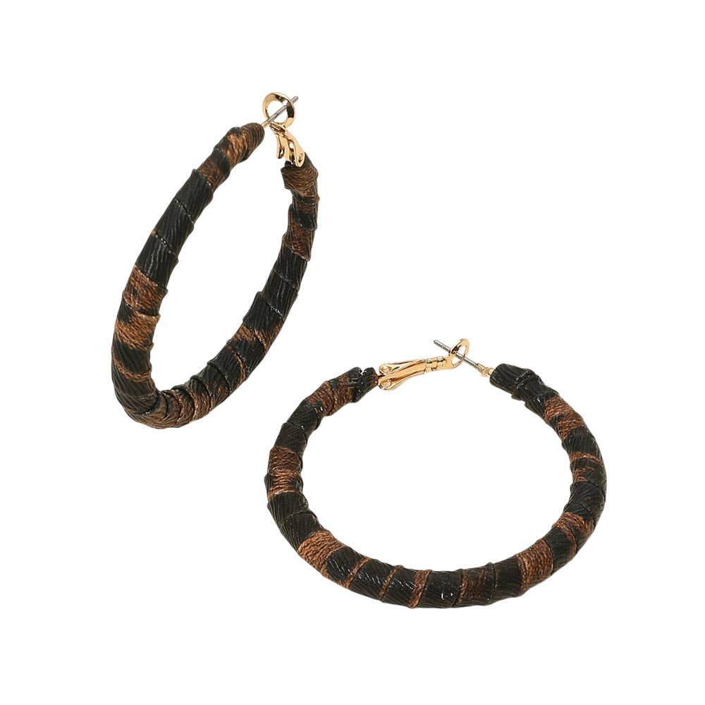 Leopard Fabric Wrapped Hoops