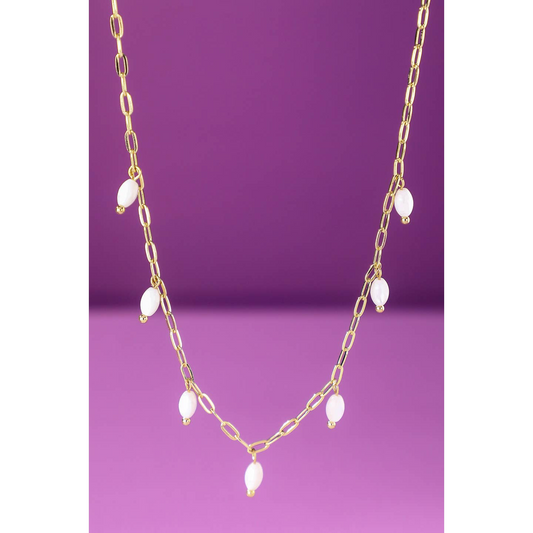 Pearl Charm Paperclip Necklace
