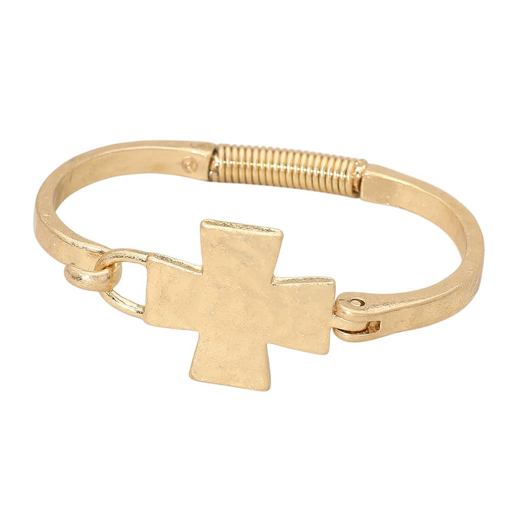 Hammered Cross Hinged Bracelet