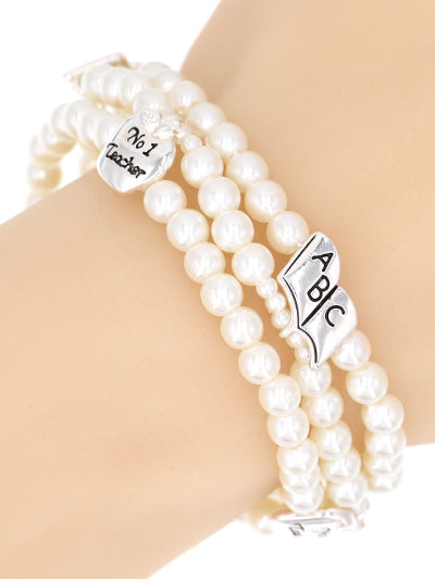 Teacher Pearl Stretch Bracelet