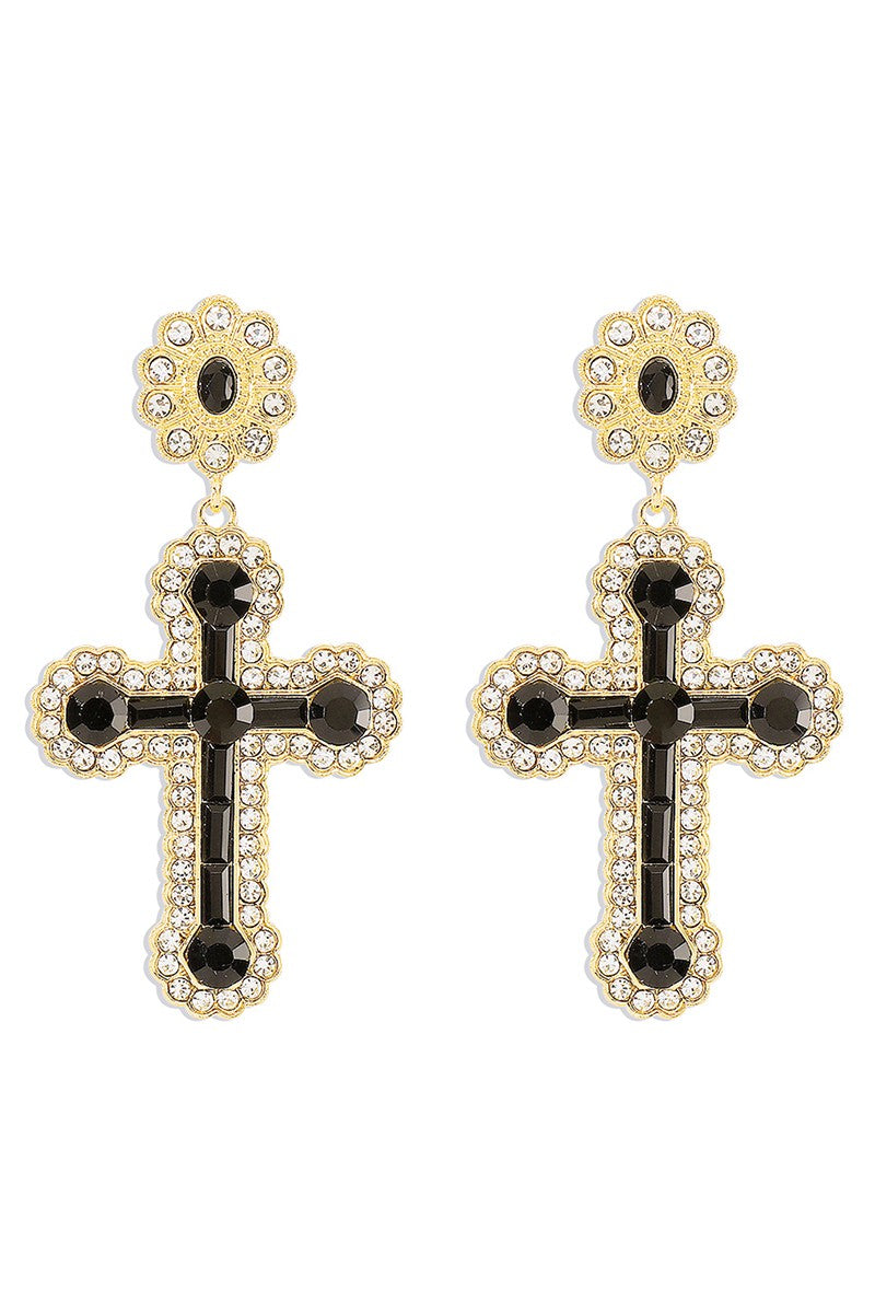 Rhinestone Cross Earrings