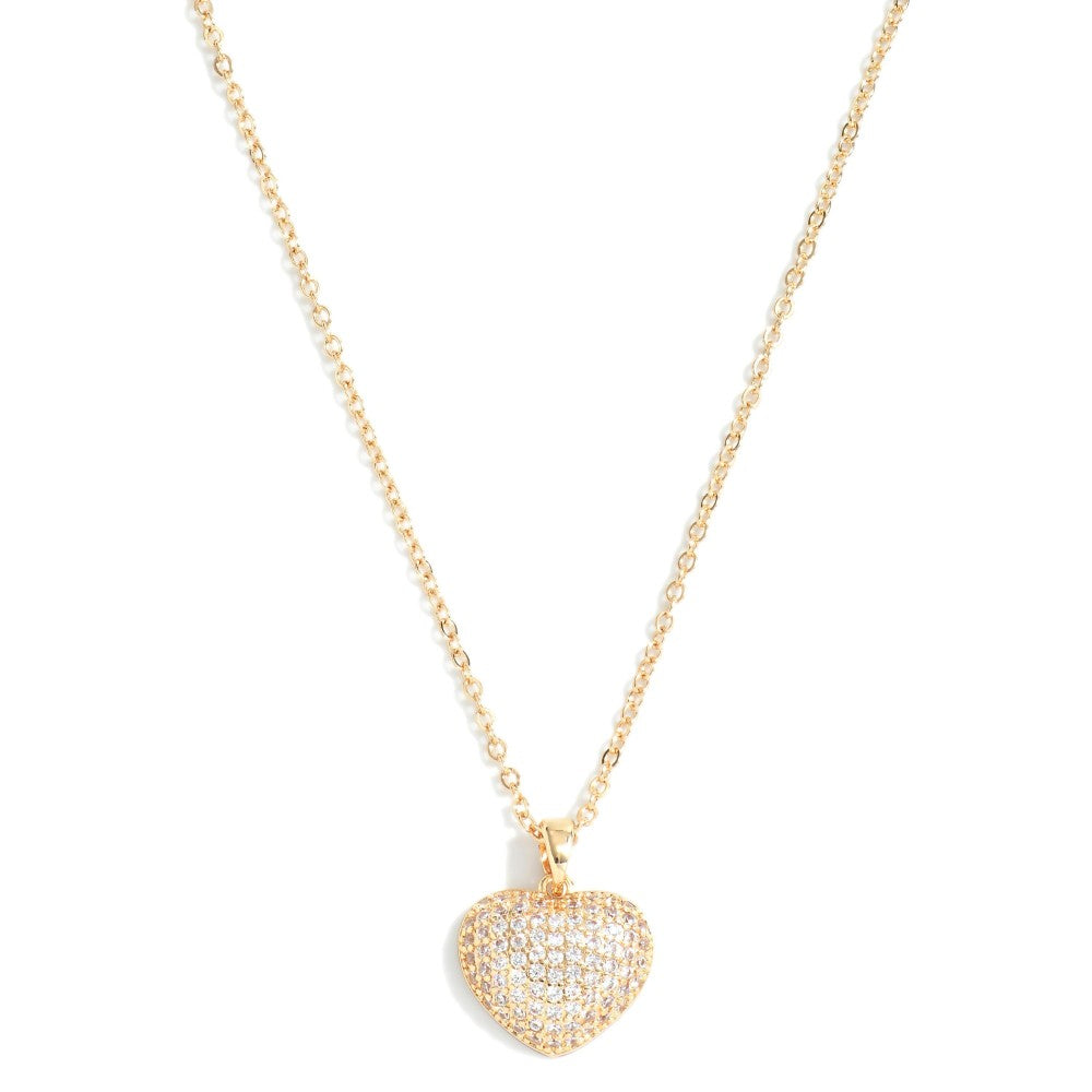 CZ Puff Heart Necklace